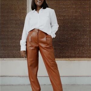 LOFT Brown Trousers High-Waisted Relaxed Fit